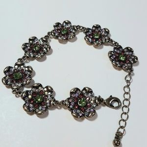 NWOT PINK FLOWER N AURORA BOREALIS LINK BRACELET